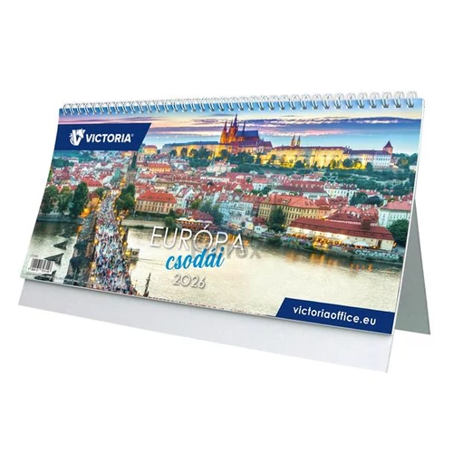 Naptár, asztali, álló, VICTORIA OFFICE "Európa Csodái" (2026 évi)
