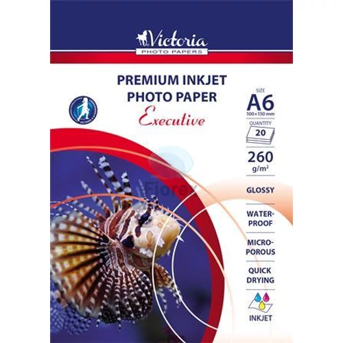 Fotópapír, tintasugaras, A6, 260 g, magasfényű, VICTORIA PAPER "Executive" - 20 lap