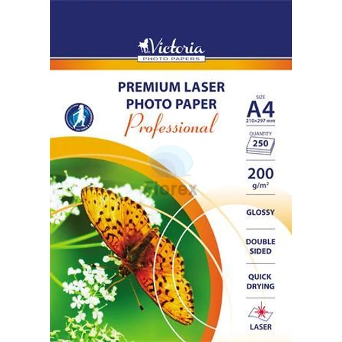 Fotópapír, lézer, A4, 200 g, fényes, kétoldalas, VICTORIA PAPER "Professional" - 250 lap