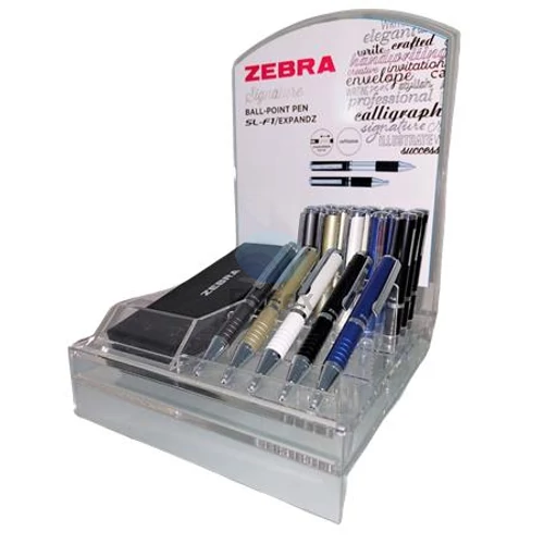 Golyóstoll display, 0,24 mm, teleszkópos, ZEBRA "SL-F1", kék - 20db
