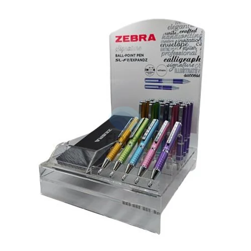 Golyóstoll display, 0,24 mm, teleszkópos, ZEBRA SL-F1, kék, világos színek - 20db