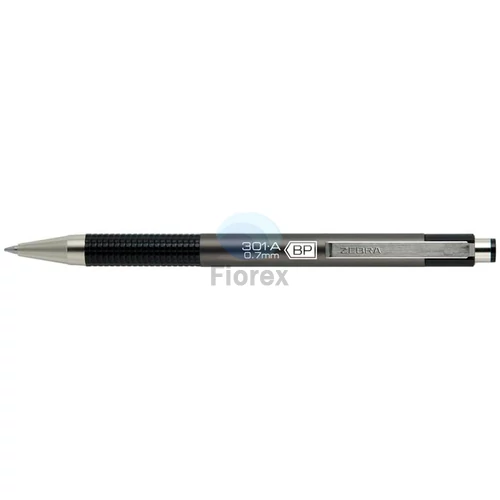 Golyóstoll, 0,24 mm, nyomógombos, antracit tolltest, ZEBRA "F-301 A", kék
