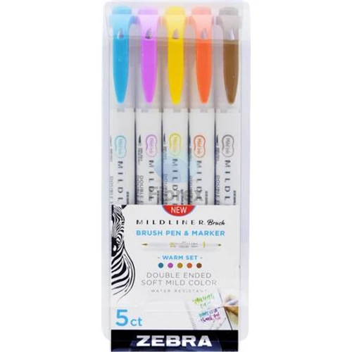 Ecsetirón készlet, kétvégű ZEBRA "Mildliner Warm", 5 szín
