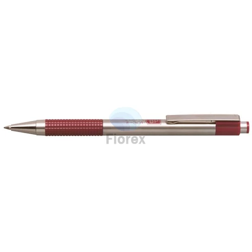 Golyóstoll, 0,24 mm, nyomógombos, rozsdamentes acél, bordó tolltest, ZEBRA "F-301", kék