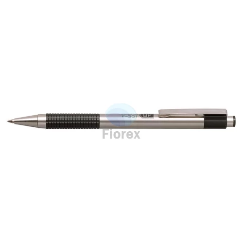 Golyóstoll, 0,24 mm, nyomógombos, rozsdamentes acél, fekete tolltest, ZEBRA "F-301", kék