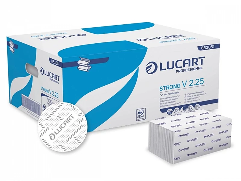 Hajtogatott kéztörlő Lucart Strong V 2.25, hófehér