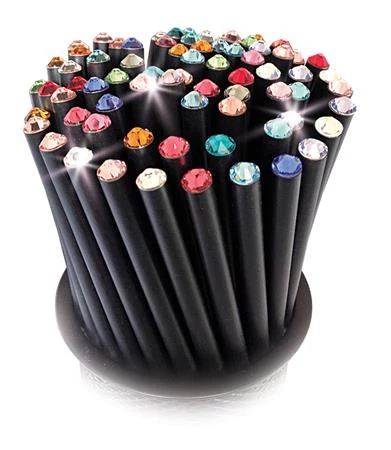 Ceruzák tartóban, vegyes színű SWAROVSKI® kristállyal, ART CRYSTELLA® - 50db