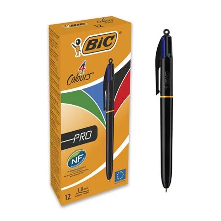 Golyóstoll, 0,32 mm, nyomógombos, négyszínű, BIC 