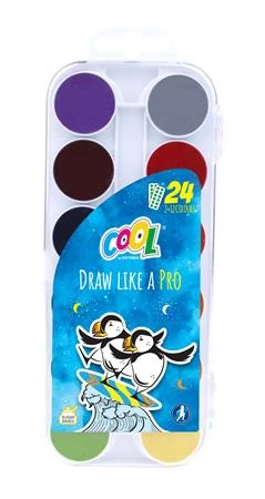 Vízfesték, 24 szín, 24 mm, COOL BY VICTORIA