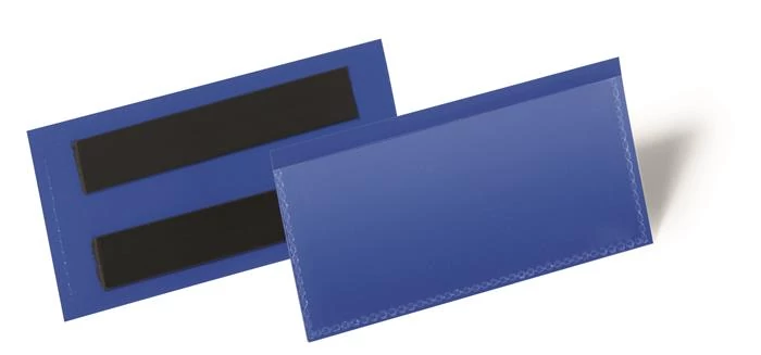 Logisztikai zseb, 100x38 mm, fekvő, DURABLE, mágnessel, sötétkék - 50db