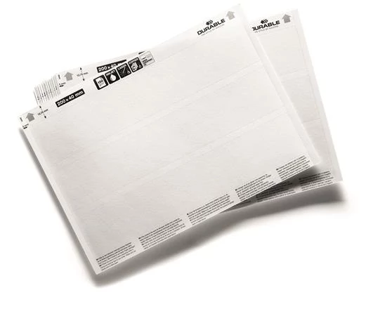Betétlap, 200x37 mm, DURABLE, fehér - 60 lap