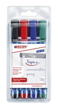 Flipchart marker készlet, 1,5-3 mm, kúpos, EDDING 