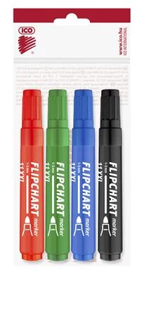 Flipchart marker készlet, 1-3 mm, kúpos, ICO 