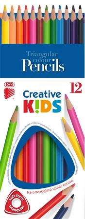Színes ceruza készlet, háromszögletű, ICO 