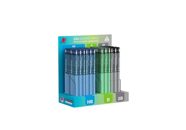 Grafitceruza display, HB, B, 2B, háromszögletű ICO 