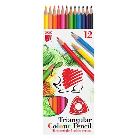 Színes ceruza készlet, háromszögletű, ICO 
