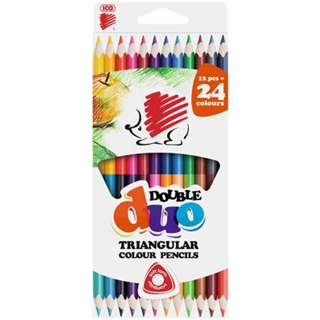 Színes ceruza készlet, kétvégű, háromszögletű, ICO 