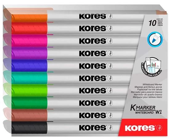 Tábla- és flipchart marker készlet, 1-3 mm kúpos, KORES 