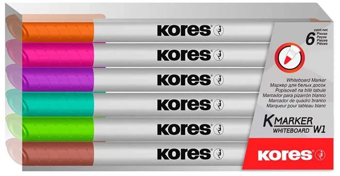 Tábla- és flipchart marker készlet, 1-3 mm kúpos, KORES 