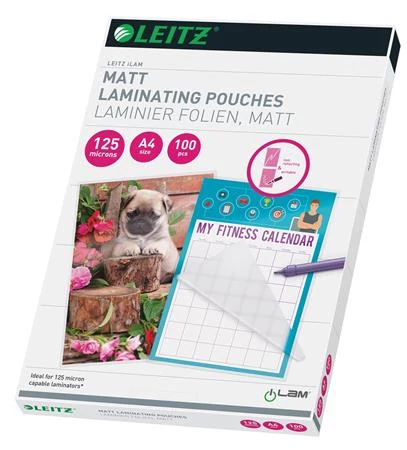 Meleglamináló fólia, 125 mikron, A4, matt, LEITZ 