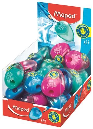 Hegyező display, egylyukú, tartályos, balkezes, MAPED I-Gloo, vegyes színek - 24db