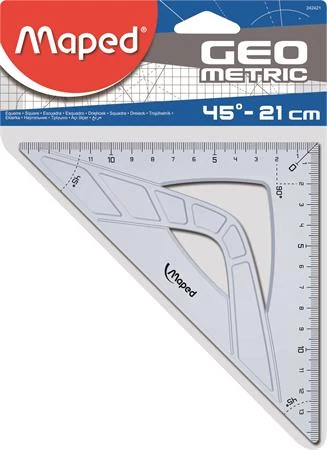 Háromszög vonalzó, műanyag, 45°, 21 cm, MAPED 