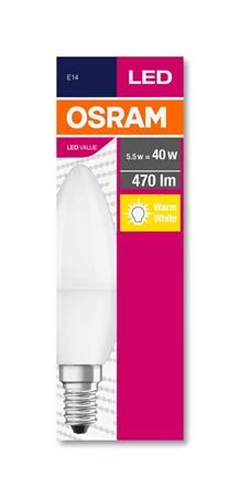 LED izzó, E14, gyertya, B35, 5,7W, 470lm, 2700K (MF), OSRAM 