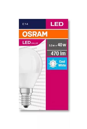 LED izzó, E14, kisgömb, P45, 5,7W, 470lm, 4000K (HF), OSRAM 