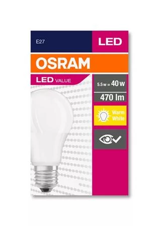 LED izzó, E27, gömb, A60, 5W, 470lm, 2700K (MF), OSRAM 