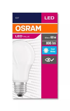 LED izzó, E27, gömb, A60, 8,5W, 806lm, 4000K (HF), OSRAM 