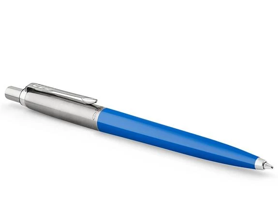 Golyóstoll, 0,7 mm, ezüst színű klip, kék tolltest, PARKER 