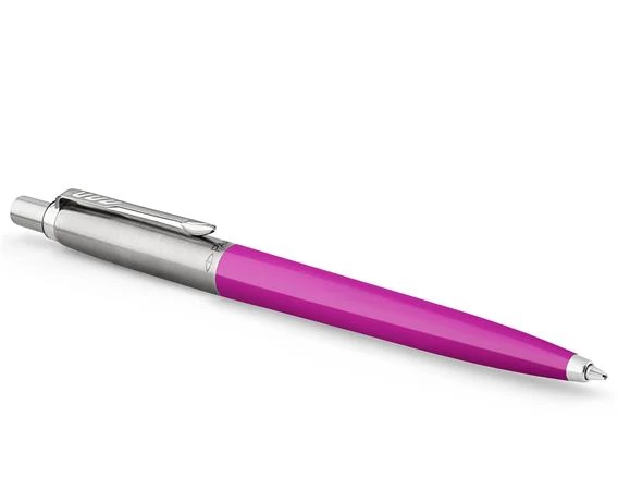 Golyóstoll, 0,7 mm, ezüst színű klip, magenta tolltest, PARKER 