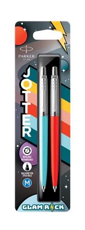 Golyóstoll szett, 0,7 mm, ezüst színű klip, piros és kék tolltest, PARKER 