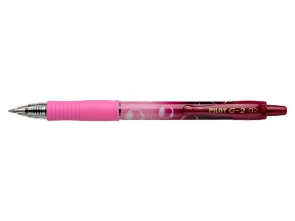 Zseléstoll, 0,32 mm, nyomógombos, PILOT G-2 Pink Bubble, kék