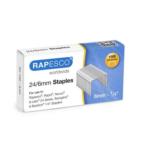 Tűzőkapocs, 24/6, horganyzott, RAPESCO - 1000db