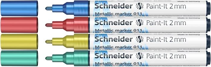 Metálfényű marker készlet, 2 mm, SCHNEIDER 