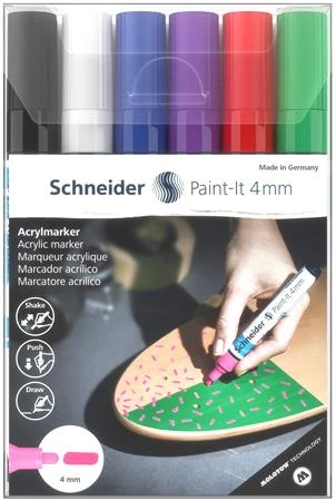 Dekormarker készlet, akril, 4 mm, SCHNEIDER 