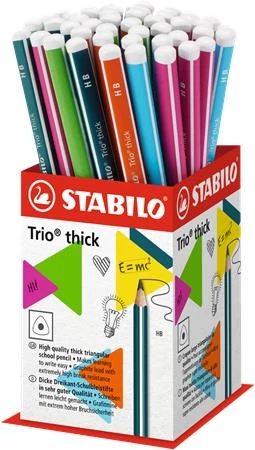 Grafitceruza display, HB, háromszögletű, vastag, STABILO 