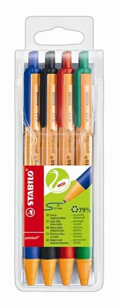 Golyóstoll készlet, 0,5 mm, nyomógombos, STABILO 
