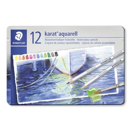 Akvarell ceruza készlet, hatszögletű, fém doboz, STAEDTLER 