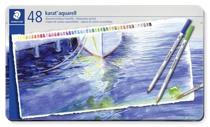 Akvarell ceruza készlet, hatszögletű, fém doboz, STAEDTLER 
