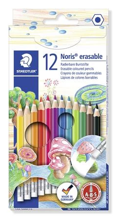 Színes ceruza készlet radírral, hatszögletű, STAEDTLER 