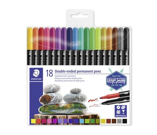 Alkoholos marker készlet, 0,5/3,0 mm, kétvégű, STAEDTLER 