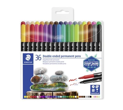 Alkoholos marker készlet, 0,5/3,0 mm, kétvégű, STAEDTLER 