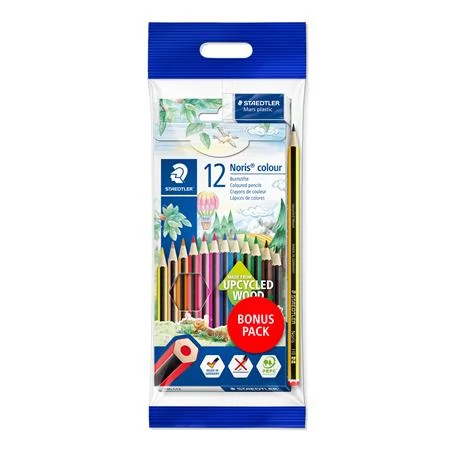 Színes ceruza készlet, hatszögletű, ajándék grafitceruzával és radírral, STAEDTLER 