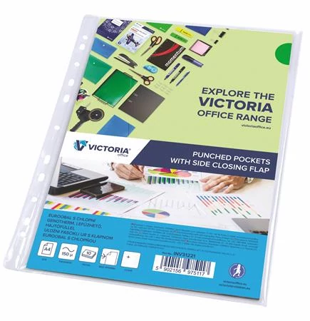 Genotherm, lefűzhető, oldalán hajtófüllel, A4, 150 mikron, víztiszta, VICTORIA OFFICE - 10db