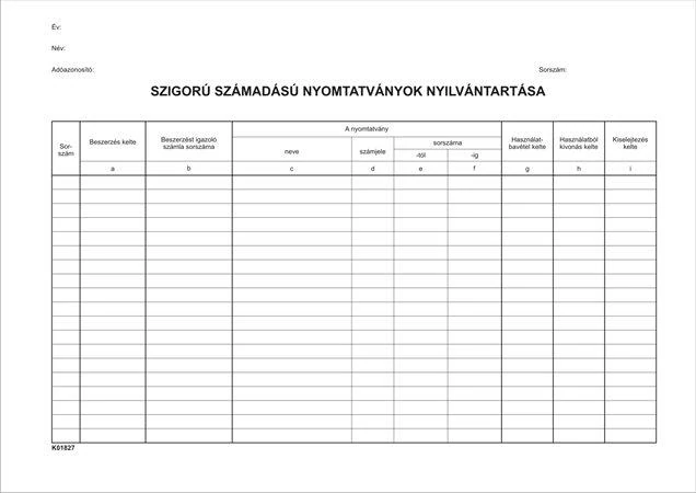 Nyomtatvány, szigorú számadású nyomtatványok nyilvántartása, 25 lap, A4, VICTORIA PAPER - 10 tömb