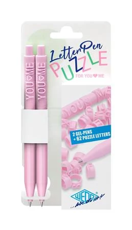 Zseléstoll, nyomógombos, kirakós, WEDO Letter Pen Puzzle, rózsaszín - 2db