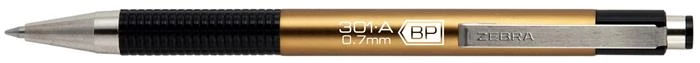 Golyóstoll, 0,24 mm, nyomógombos, arany színű tolltest, ZEBRA 