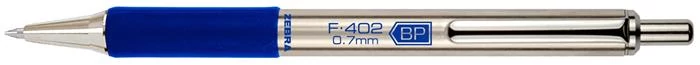 Golyóstoll, 0,24 mm, nyomógombos, rozsdamentes acél, kék tolltest, ZEBRA 
